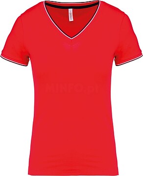 T-shirt de malha piqué de senhora com decote V K394