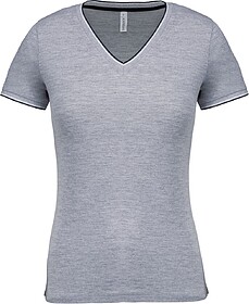 K394 T-shirt de malha piqué de senhora com decote V tam: XL...