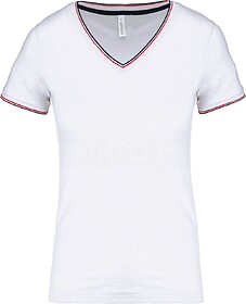 K394 T-shirt de malha piqué de senhora com decote V tam: S ...