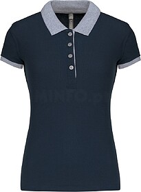 K259 Polo de senhora piqué bicolor tam: M cor: Navy/ Oxford...