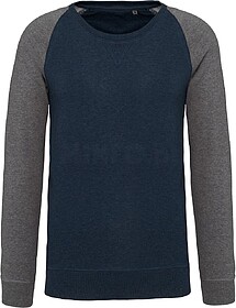 K491 Sweatshirt BIO bicolor de homem com decote redondo e ma...