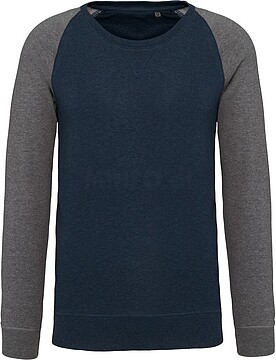 Sweatshirt BIO bicolor de homem com decote redondo e mangas raglan K491
