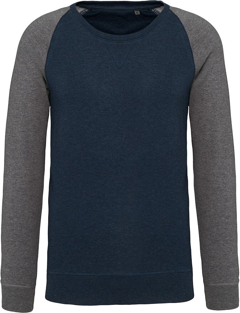 Sweatshirt BIO bicolor de homem com decote redondo e mangas raglan K491