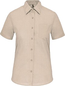 K548C Camisa popeline poliéster/ algodão manga curta de tr...