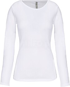 K3017 T-shirt de senhora decote redondo de manga comprida ta...