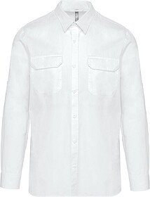 K590 Camisa Safari de manga comprida tam: 4XL cor: White : K...