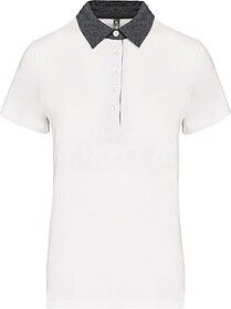K261 Polo de senhora jersey bicolor tam: L cor: White/ Dark ...