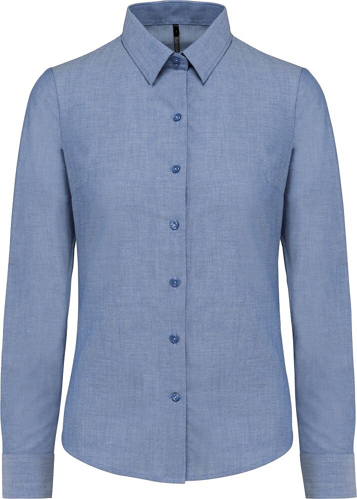 Camisa de senhora manga comprida em Oxford de tratamento fácil K534