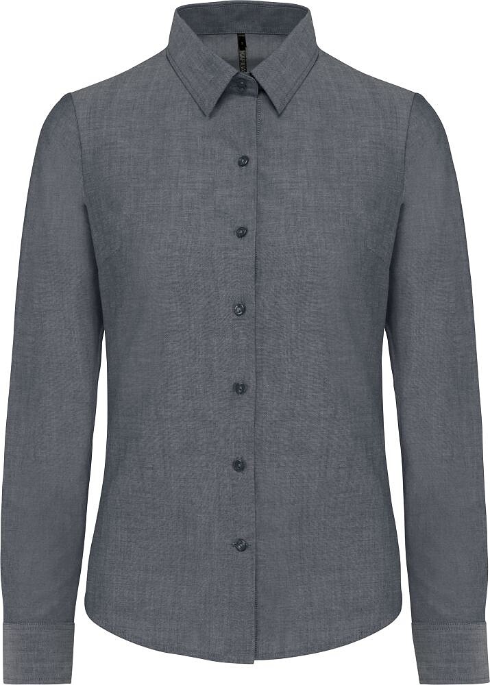 Camisa de senhora manga comprida em Oxford de tratamento fácil K534