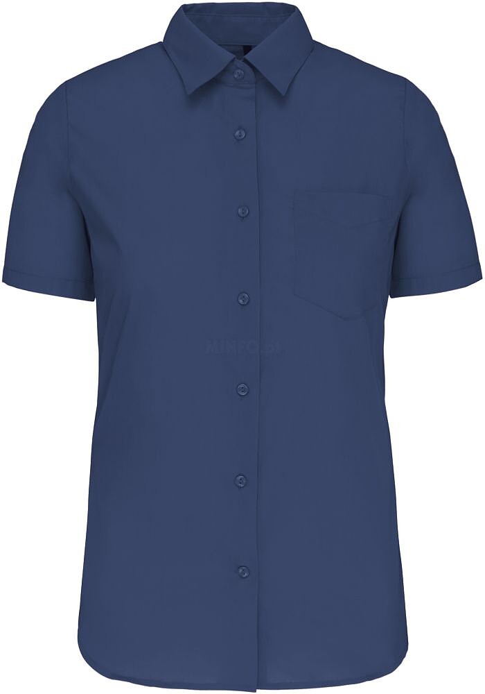 Camisa popeline poliéster/ algodão manga curta de tratamento fácil de senhora K548
