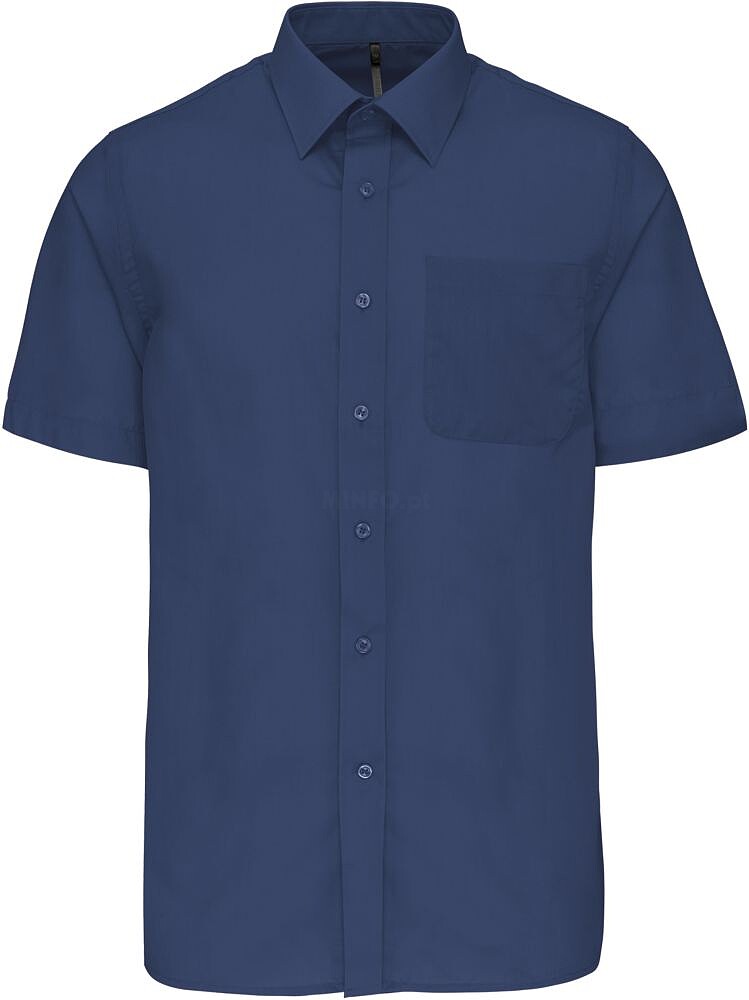 Camisa popeline poliéster/ algodão manga curta de tratamento fácil de homem K551