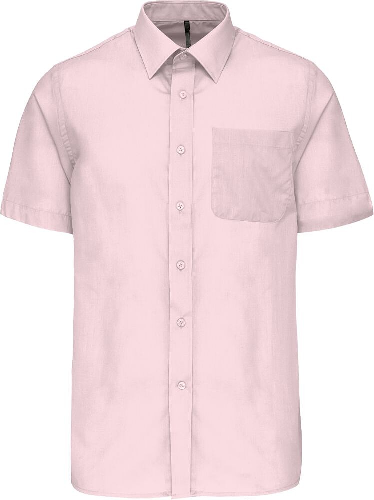 Camisa popeline poliéster/ algodão manga curta de tratamento fácil de homem K551
