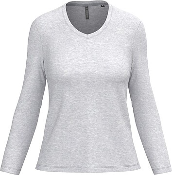 T-shirt de manga comprida decote V senhora K382