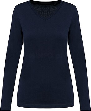 T-shirt Supima® decote V de manga comprida de senhora PK307