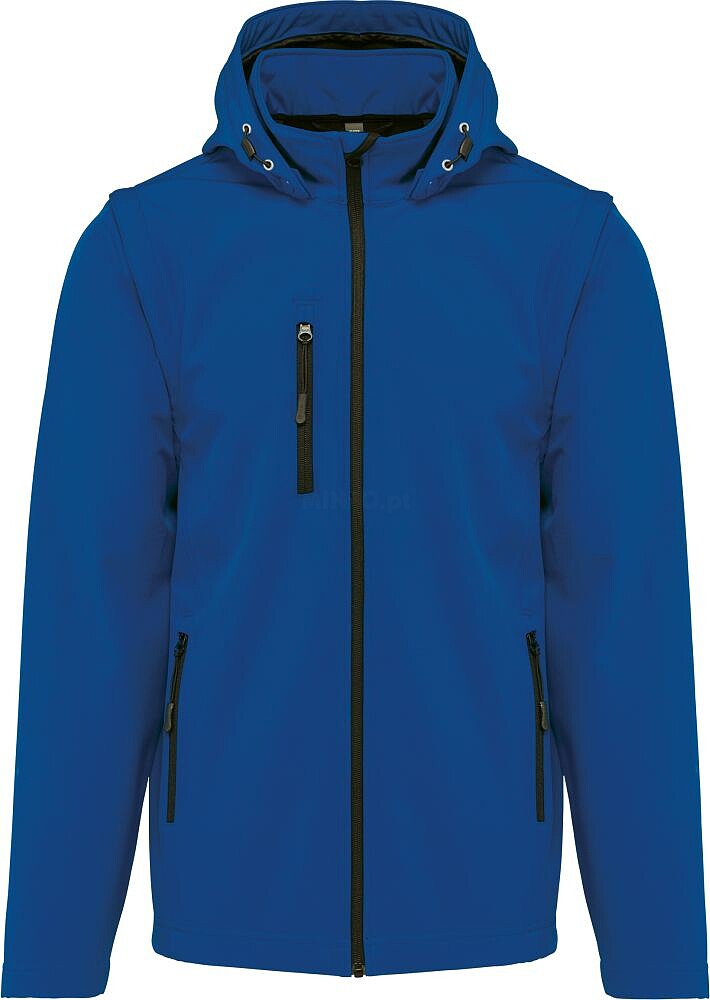 Blusão softshell 3 camadas com capuz e mangas amovíveis unissexo K422