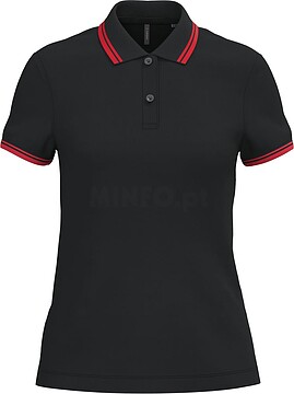 Polo de manga curta para mulher com riscas em contraste K273