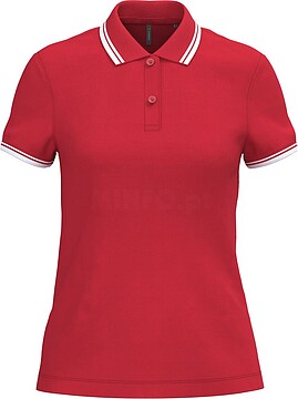 Polo de manga curta para mulher com riscas em contraste K273