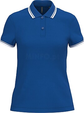 Polo de manga curta para mulher com riscas em contraste K273