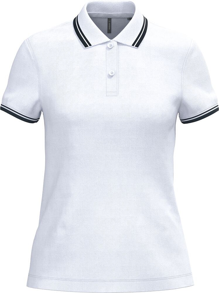 Polo de manga curta para mulher com riscas em contraste K273