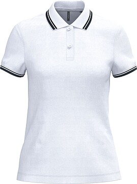 Polo de manga curta para mulher com riscas em contraste K273