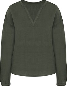 SP524 Blusa em linho de senhora tam: M cor: Organic Khaki : ...