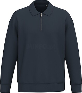Sweatshirt eco-responsável 1/2 fecho com gola tipo polo com ombros descaídos unissexo NS432