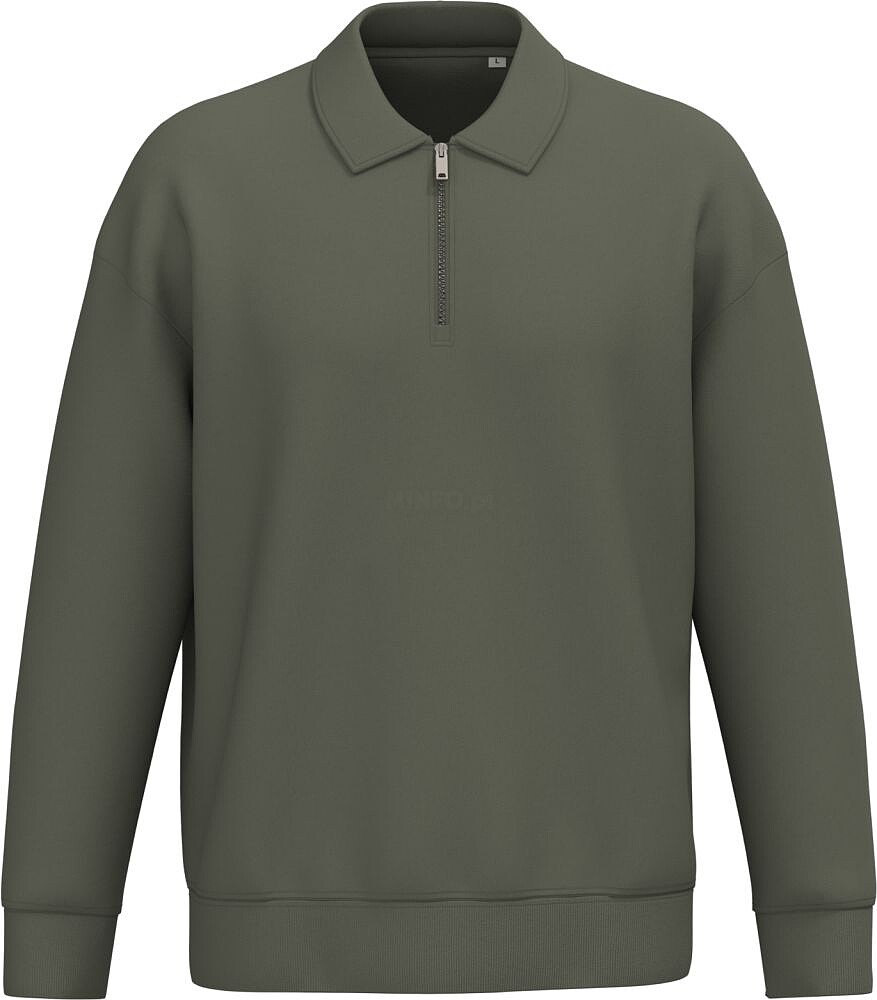 Sweatshirt eco-responsável 1/2 fecho com gola tipo polo com ombros descaídos unissexo NS432