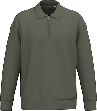 Sweatshirt eco-responsável 1/2 fecho com gola tipo polo com ombros descaídos unissexo NS432