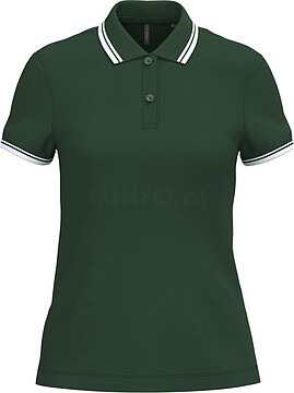 Polo de manga curta para mulher com riscas em contraste K273