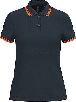Polo de manga curta para mulher com riscas em contraste K273
