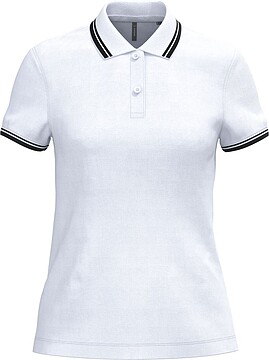 Polo de manga curta para mulher com riscas em contraste K273