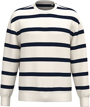 Sweatshirt eco-responsável decote redondo às riscas com ombros descaídos unissexo NS450