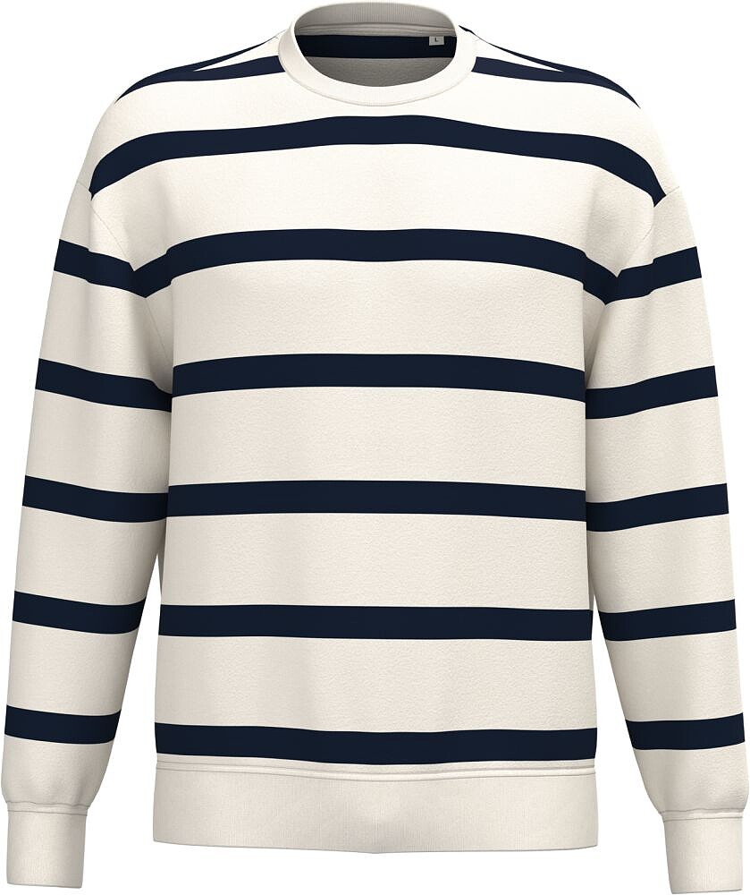 Sweatshirt eco-responsável decote redondo às riscas com ombros descaídos unissexo NS450