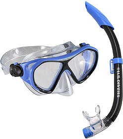 CONJUNTO DE MÁSCARA U.S: DIVERS COMBO DORADO II JUNIOR - Az...