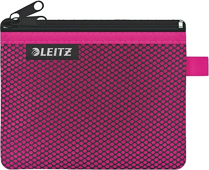 Leitz WOW Bolsa Porta-Tudo Pequena 2 Compartimentos - Tamanho 105x6x140mm - Lavável e Durável - Fecho de Corredoura - Cor Fúcsia