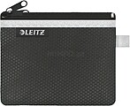 Leitz WOW Bolsa Porta-Tudo Pequena 2 Compartimentos - Tamanho 105x6x140mm - Lavável e Durável - Fecho de Corredoura - Cor Preta