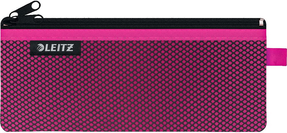 Leitz WOW Bolsa Porta-Tudo Média 2 Compartimentos - Tamanho 85x6x210mm - Lavável e Durável - Fecho de Corredoura - Cor Fúcsia 40120023
