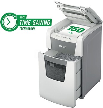 Leitz IQ 150 Autoalimentação P5 Trituradora de Papel Automática Micro Corte P-5 - Autoalimentação 150 Folhas, Manual 6 Folhas - Cesto de 44L - Cor Branca 80140000