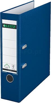 Arquivador Leitz 180º Tamanho A4 - Lombada Larga 80mm - Com Gaveta, Porta-Cartões e Porta-Documentos na Lombada - Cartão Revestido em Plástico - Protetores Metálicos - Azul 10105035