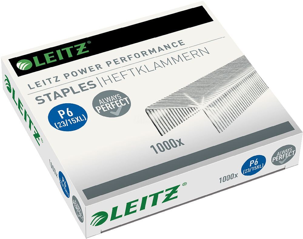 Cx. de 1000 agrafes Leitz 23/15XL : galvaniz. : venda multiplos 20 uni es55790000