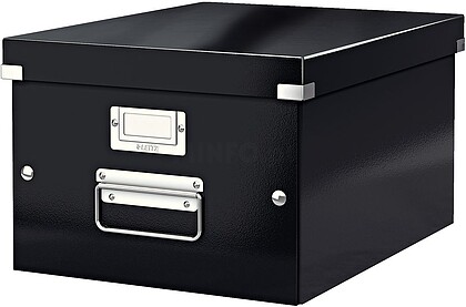 Leitz Click & Store WOW Caixa Organizadora Média - Asas de Metal - 85% Cartão Reciclado - Até 9kg de Capacidade - Cor Preta