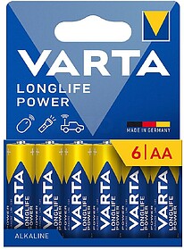 Pilha Alcalina Varta Longlife Power AA LR06 1.5V 6 Unidades ...