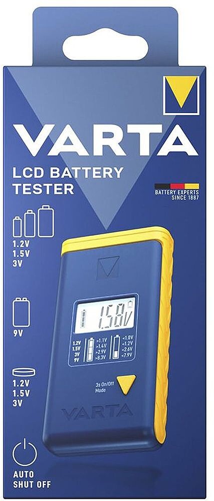 Verificador de Pilhas LCD 893101111. Varta G-03114