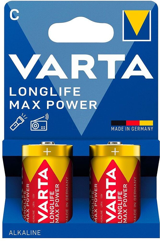 Pilha Alcalina Longlife Max Power C - LR14 (Blister Cartão 2 uds) Ø26,2 x 50 mm G-38741