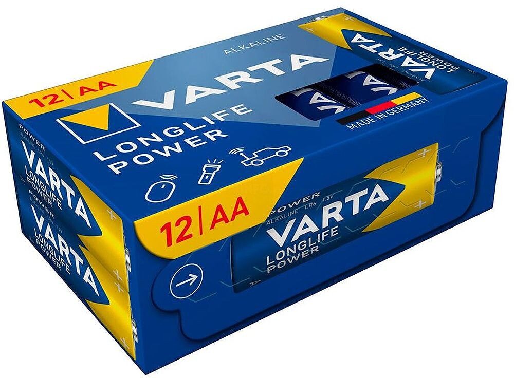 Pilhas Alcalinas Varta Longlife Power Cube AA (LR06) Caixa 12 unid. Ø14,5 x 50,5 mm