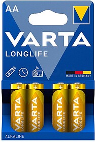 Pilha Alcalina Varta AA LR06 Longlife Blister 4 unidades 410...