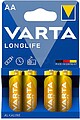 Pilha Alcalina Varta AA LR06 Longlife Blister 4 unidades 4106