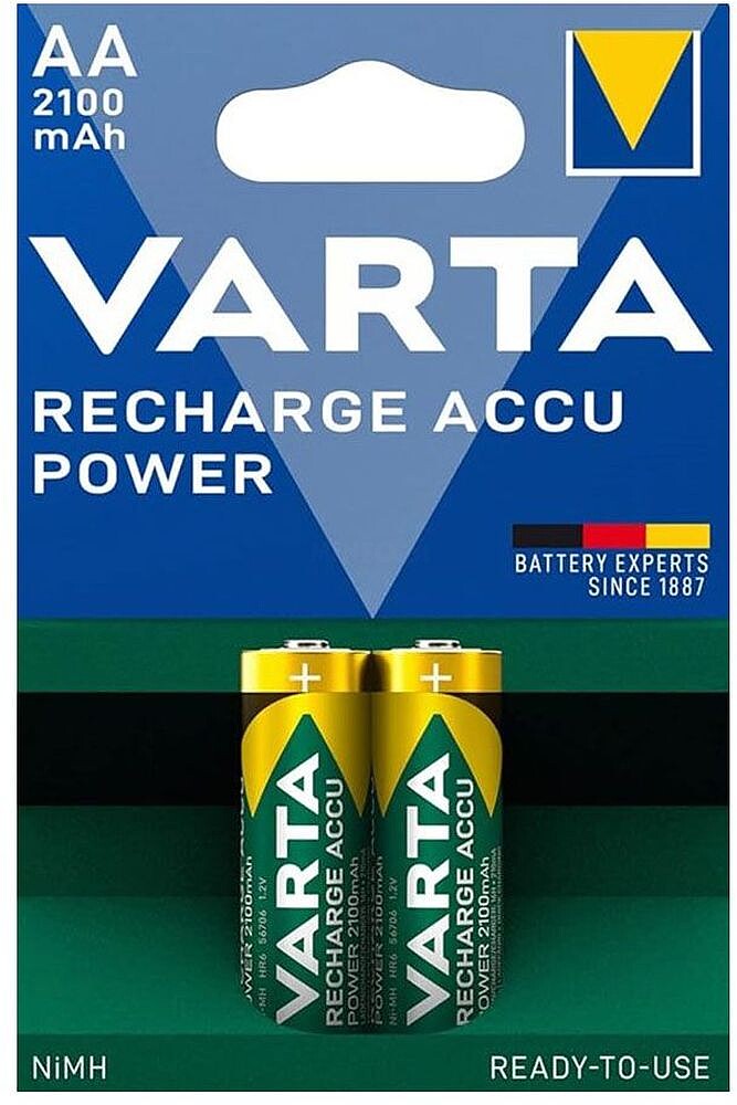 Pilhas Recarregáveis “Pronto a Usar” Varta 2100mAh AA HR6 1,2V Pack2 (56706)
