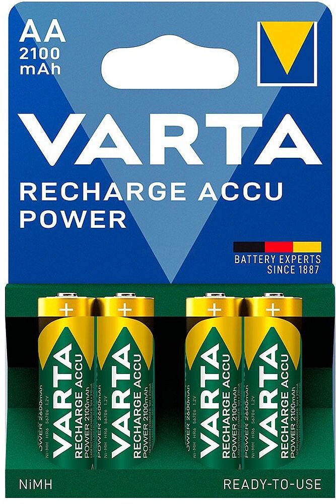 Pilha Varta Recargável Accu Power AA LR06 2100mAh Embalagem 4 Unidades 38650
