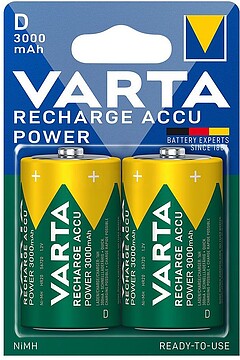 38656 PILHA VARTA RECARGÁVEL ACCU POWER D LR20 3000mAh CAIXA DE 2